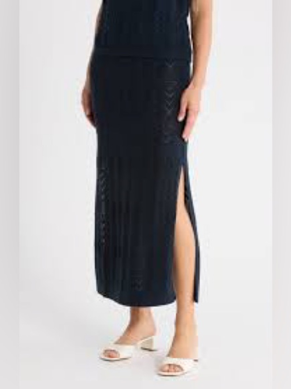 Splendid Pointelle Knit 100% Cotton Maxi Skirt Size XL NWT